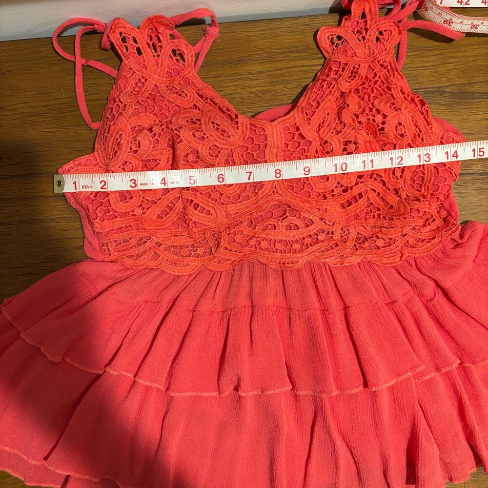 Coral Ruffle Tiered Cami Peplum Tank Top szS Y2K,fairy, festival, boho, concert - Picture 5 of 7